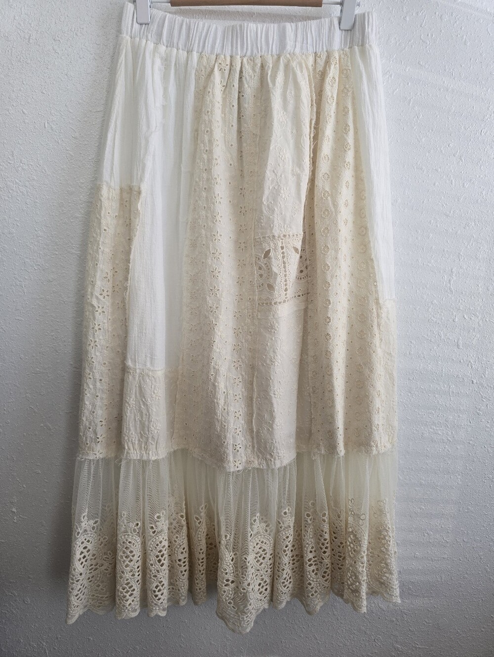 Jaded Gypsy Rare Feeling Skirt One Size Parchment Lace Patchwork NWT - Picture 2 of 7